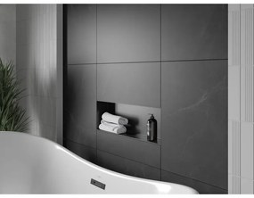 Mexen X-Wall-NR, polička na zapustenie pod obklad bez goliera 60 x 20 cm, čierna matná, 1971602010