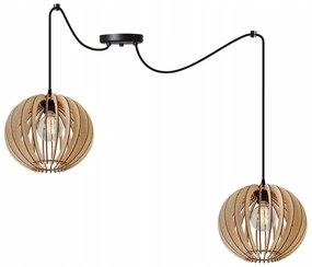 Závesné svietidlo Timber Spider 2, 2x drevené tienidlo