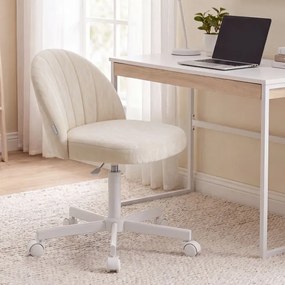 Kozmetická stolička s kolieskami OBGB35027W101 krémová / biela