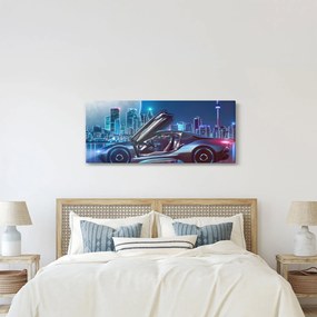 Obraz závodného auta v noci (120x50 cm)