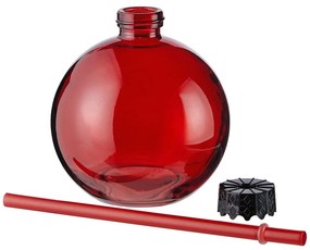 SANTA'S BUBBLE Sklenená guľa so slamkou - červená