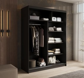 ŠATNÍKOVÁ SKRIŇA GABY SO ZRKADLOM ČIERNA + BIELE DVERE 150 cm