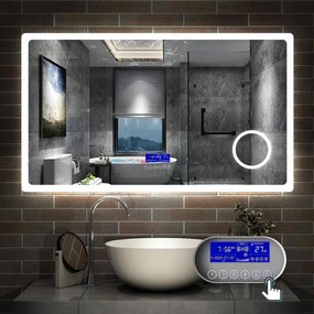 D‘Eluxe - LED ZRKADLÁ - Zrkadlo s LED osvetlením MULTIFUNKČNÉ MZ01S -1cm LED zrkadlo multifunkčné 5 teplá/studená biela nástenná 80 60 80x60