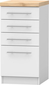 Spodná kuchynská skrinka so šuplíkmi INEZ - 40 cm - biela/dub craft zlatý