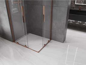 Mexen Velar L Duo, sprchový kút s posuvnými dverami 90 x 80 cm, 8mm číre sklo, ružové zlato, 871-090-080-02-03-60
