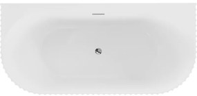 Mexen Sella, voľne stojaca vaňa ku stene, drážkovaná, 170 x 80 cm, biela lesklá, chrómový prepad, 52711708000-01