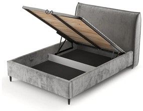Sivá čalúnená dvojlôžková posteľ s úložným priestorom s roštom 140x200 cm Shell – Maison de Rêve