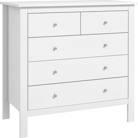 HOMCOM Komoda so 5 zásuvkami – Moderná úložná skriňa na obývačku, spálňu, chodbu, biela 79 x 39,5 x 80,5 cm | Aosom