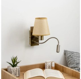 Brilagi - LED Nástenná lampa NUBILA 1xE27/25W/230V+LED/3W mosadz/svetlohnedá