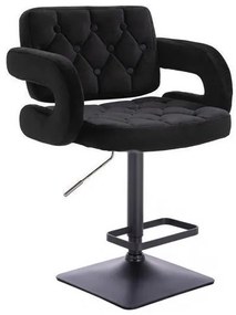 LuxuryForm DESIGN Barová stolička ADRIA VELUR na čiernej hranatej podstave - čierna