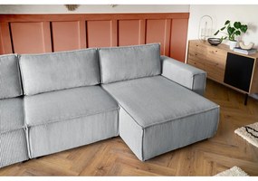 Svetlosivá menčestrová rohová pohovka (ľavý roh/do tvaru "U") Nihad modular – Bobochic Paris