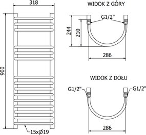 Mexen Eros, vykurovacie teleso 900 x 318 mm, 315 W, čierna, W112-0900-318-00-70