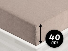 Froté napínacie prestieradlo na extra vysoký matrac FR-027 Sivohnedé 90 x 200 - výška 40 cm