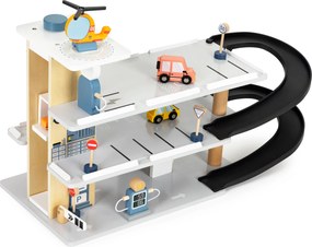 Veľká drevená garáž s výťahom + umývačka áut s vrtuľníkom ECOTOYS