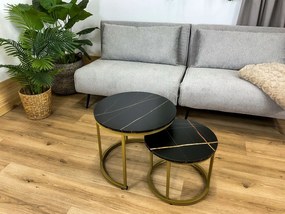 Dekorstudio Set 2ks kávových stolíkov - čierny mramor / zlaté nohy