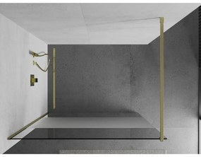 Mexen Kioto, sprchová zástena Walk-In 140 x 200 cm, 8mm číre sklo-námraza, zlatý matný profil, 800-140-101-55-35