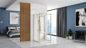 Rea Rapid Swing, 3-stenový sprchovací kút 100(dvere) x 90(stena) x 195 cm, 6mm číre sklo, zlatý matný profil, KPL-02524