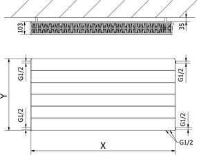 Mexen, Mexen Line CVL22 panelový radiátor 500 x 1000 mm, spodné pripojenie, 1364 W, antracit - W622L-050-100-66