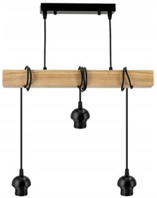 BERGE LED závesné stropné svietidlo, drevený trám, 3xE27, loft, dymovo šedá