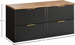 Comad Kúpeľňová skrinka pod doskové umývadlo Adel Black SET-ADB B NAT 120 čierna/dub wotan