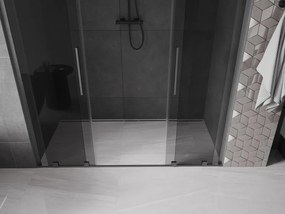 Mexen Velar L Duo, posuvné sprchové dvere do otvoru 200 cm, 8mm šedé sklo, grafit brúsený, 871-200-003-42-66