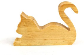 AMADEA Drevená dekorácia mačka ležiaca, masívne drevo, 15x10,5x2,5 cm