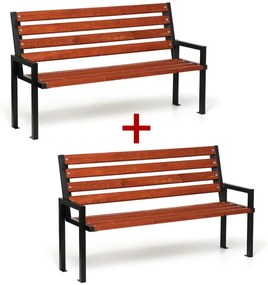 Vonkajšia lavička CITY s operadlom 1+1 ZADARMO, 1660 mm, mahagón tmavý
