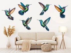 Kolibríky textilní prelepiteľné nálepky na stenu hárok 47 x 31 cm