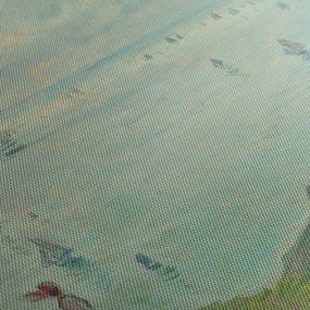 Obraz - Henri Fantin-Latour, Cliffs at Pourville, reprodukcia (s hodinami) (90x30 cm)