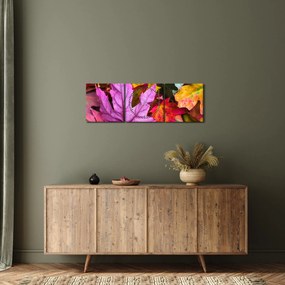 Obraz - jesenné listy (s hodinami) (90x30 cm)