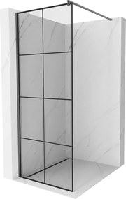 Mexen Kioto, sprchová zástena Walk-In 80 x 200 cm, 8mm číre sklo čierny vzor, grafitový profil, 800-080-101-66-77