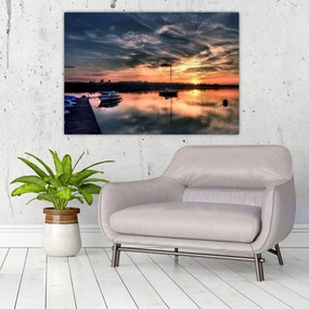 Západ slnka v prístave - obraz na stenu
