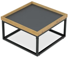 Autronic - Stůl konferenční, MDF deska šedá s dekorativní hranou divoký dub, černý kov. - CT-614 OAK VÝPRODEJ