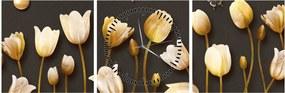 Obraz - Tulipány - abstraktné (s hodinami) (90x30 cm)