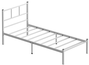 Kovová jednolôžková posteľ ROVAN 90x200 cm biela nosnosť 120 kg