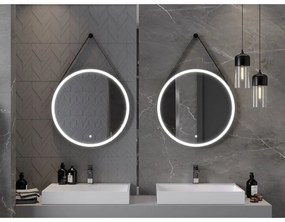 Mexen Reni, LED kúpeľňové zrkadlo s podsvietením 70x70 cm, 6000K, čierny rám, ochrana proti zahmlievaniu, 9812-070-070-611-70