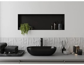 Mexen X-Wall-NR, polička na zapustenie pod obklad bez goliera 90 x 30 cm, čierna matná, 1971903010