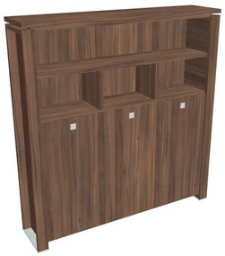 Vysoká šatníková skriňa Verno+ S 200 x 46 x 210 cm, s regálom, orech / hnedá