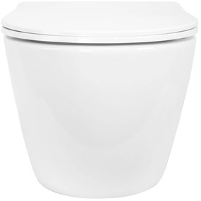 Rea Carlo Mini, závesná WC misa 490x365x370mm, Rimless Tornado NF + toaletné WC sedadlo, biela lesklá, REA-C1260
