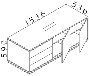 Kontajner Creator 153,6 x 53,6 cm, 3-modulový, antracit / biela