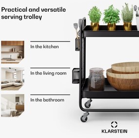 Klarstein Chibi, servírovací vozík, 2 police, kovový, koše, háčiky, mobilný