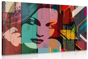 Obraz portrét ženy na farebnom pozadí - 120x80