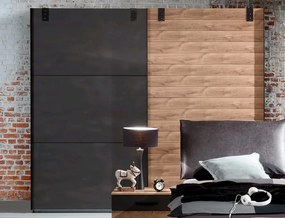 Šatník s posuvnými dverami Detroit, 250 cm, doskový dub / antracitová oceľ