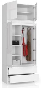Skriňa s nadstavcom S 90 cm 2D 2SZ CLP biela, lesk