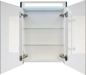 Mereo, Mereo Siena, kúpeľňová galérka 64 cm, zrkadlová skrinka, biela lesk, MER-CN416GB