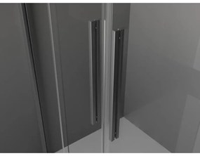 Mexen Velar L Duo, posuvné sprchové dvere do otvoru 140 cm, 8mm číre sklo, brúsený grafit, 871-140-003-02-95