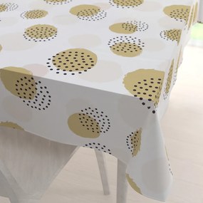 Biante Teflónový obdĺžnikový obrus TF-059 Okrové a svetlo marhuľové bodkované kruhy na bielom 140x220 cm