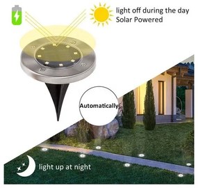 Zaparkorun Solárne záhradné LED svetlá - 8 LED - studená biela - 4 ks