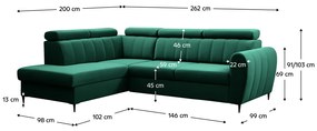 Kondela Rozkladacia sedacia súprava, smaragdová, ľavá, KORIO L