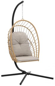 GARDEN LINE Skladacie závesné kreslo Eris Brown so sivým vankúšom FAT0923